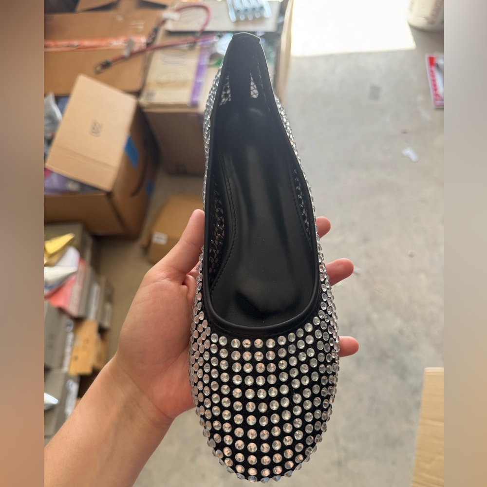 Black Rhinestone Flats